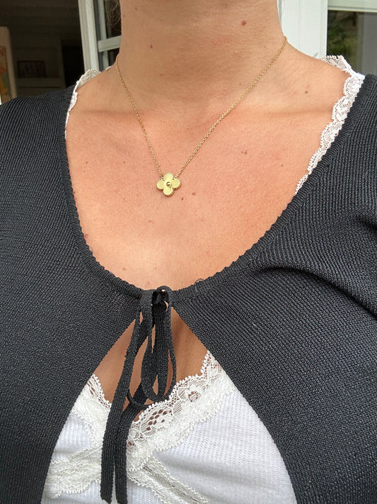 Collier CONNIE trèfle en acier inoxydable DORÉ