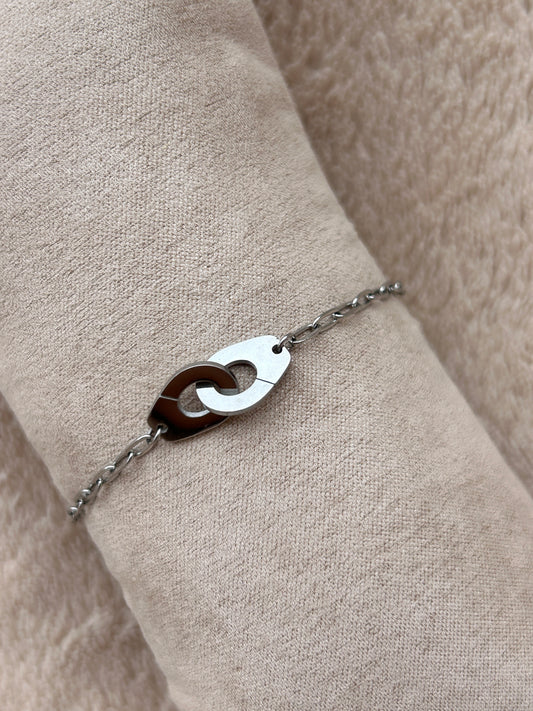 Bracelet menottes LARA en acier inoxydable ARGENTÉ