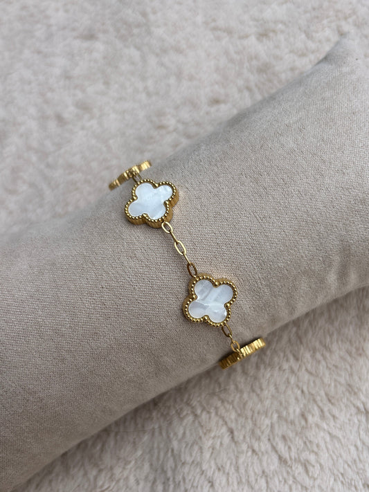 Bracelet NINON trèfles en acier inoxydable DORÉ