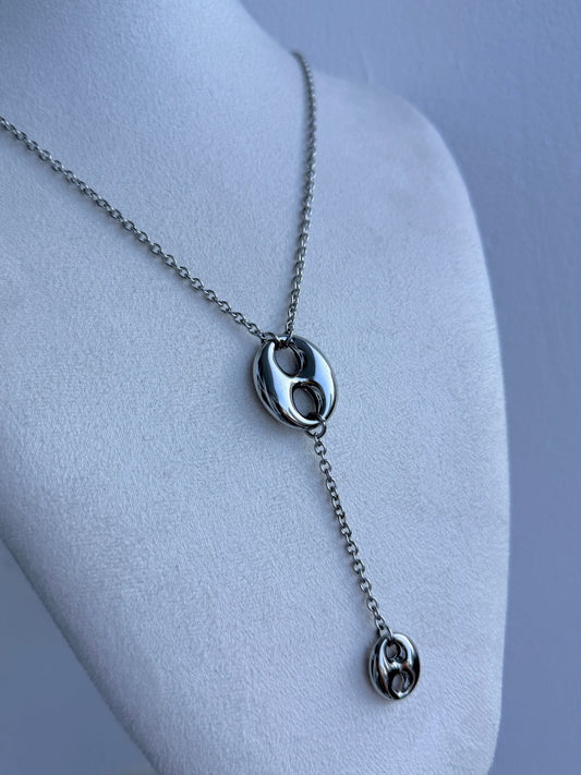 Collier sautoir GINA en acier inoxydable ARGENTÉ