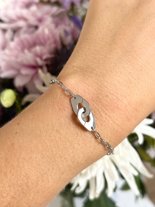 Bracelet menottes LARA en acier inoxydable ARGENTÉ