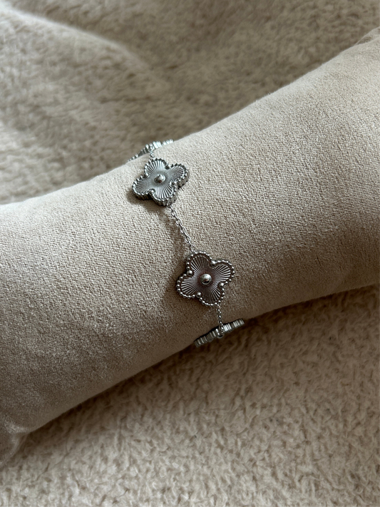 Bracelet CONNIE trèfles en acier inoxydable ARGENTÉ