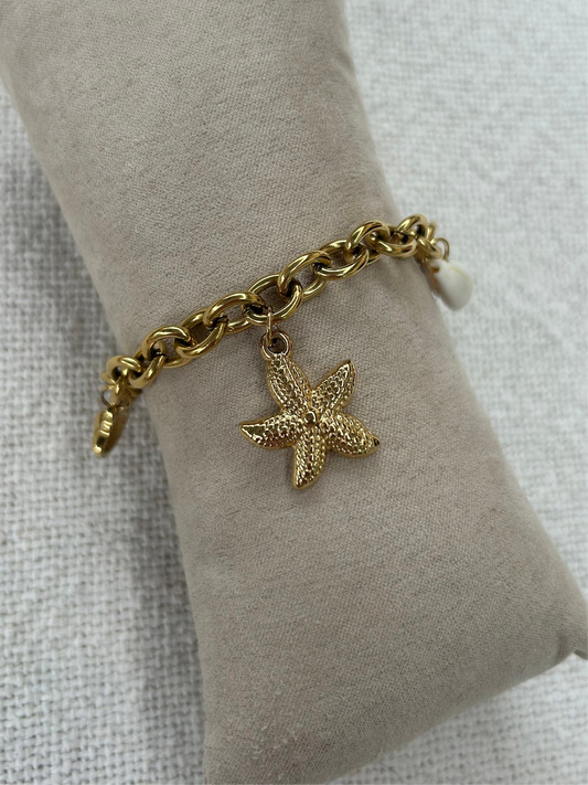 Bracelet coquillages SEA en acier inoxydable DORÉ